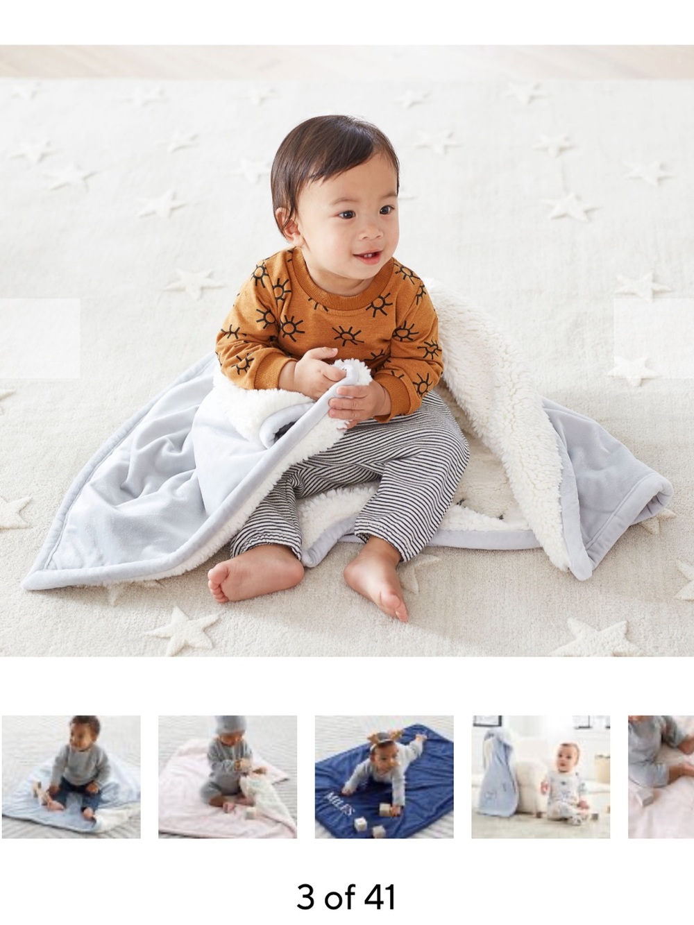 Pottery Barn Kids Sherpa-Backed Chamois Blanket – Gray